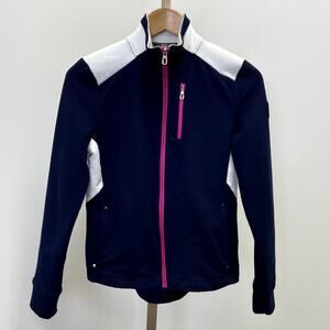 VTG Lauren Ralph Lauren Jacket Women Sz S Navy/Pink Active FullZip Track Warm Up